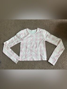 Fabletics Pink and White Checker Long Sleeve Top